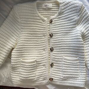 ba&sh Cream Textured Knit Cardigan
